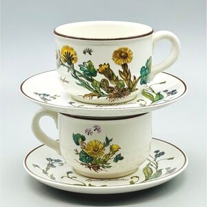 Villeroy and Boch Botanica Tea Cup Saucer Floral Tussilago Farfara Lot of 2